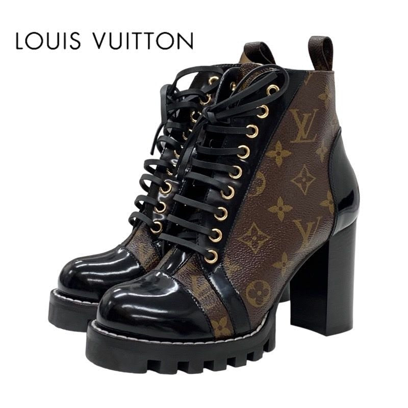 Louis Vuitton Star Trail Line Monogram Short Boots Ankle Lace Up Leather