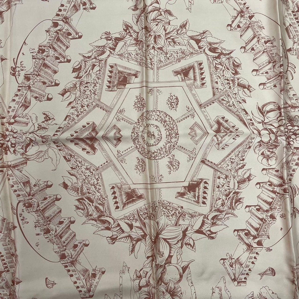 Hermes Scarf Carre 90 Silk Au Pays de Cocagne in Paradise Brown — view 7