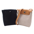 Hermes Herbag TPM Natural Black Silver Toile Vache Shoulder Bag