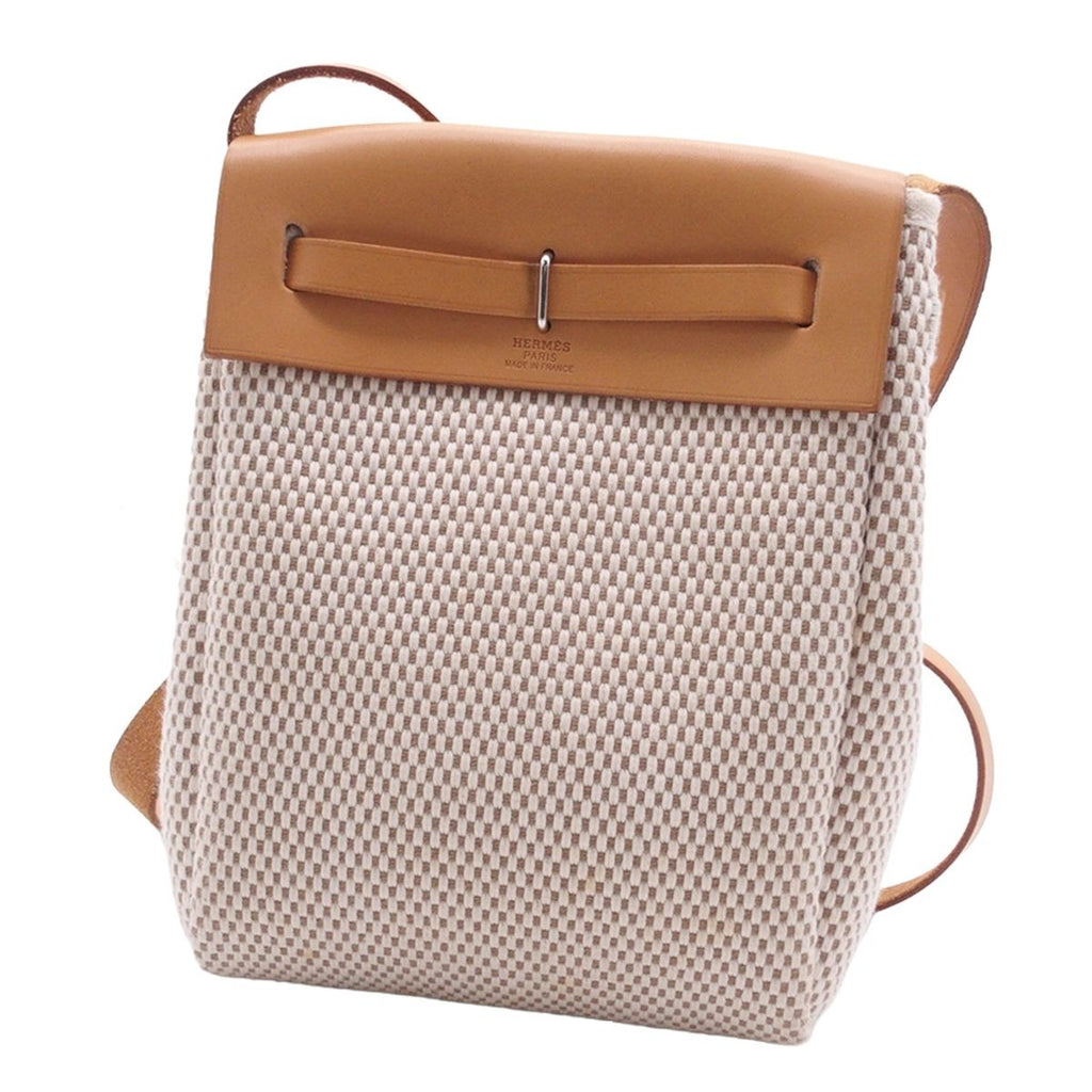 Hermes Herbag TPM Natural Black Silver Toile Vache Shoulder Bag — view 2