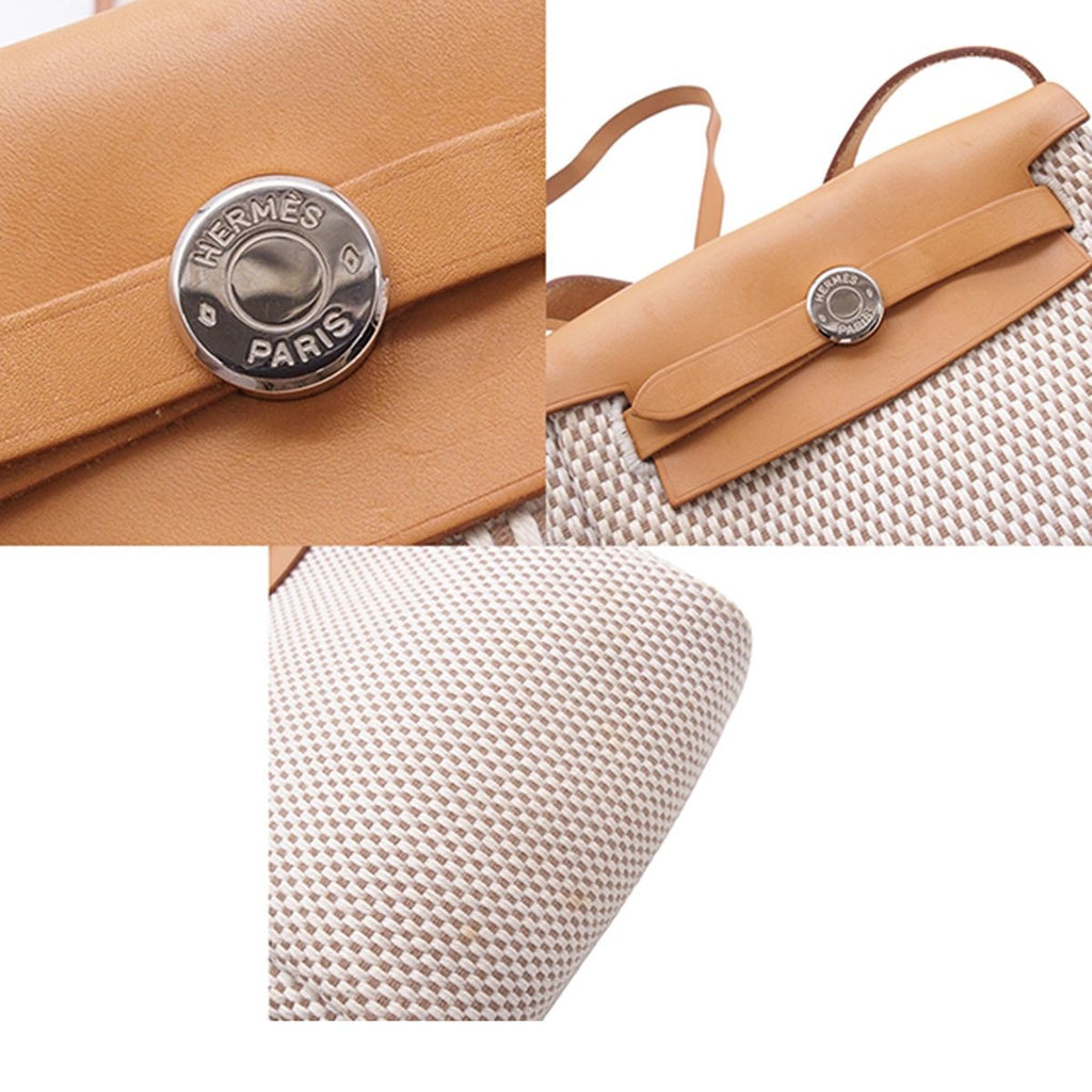 Hermes Herbag TPM Natural Black Silver Toile Vache Shoulder Bag — view 8