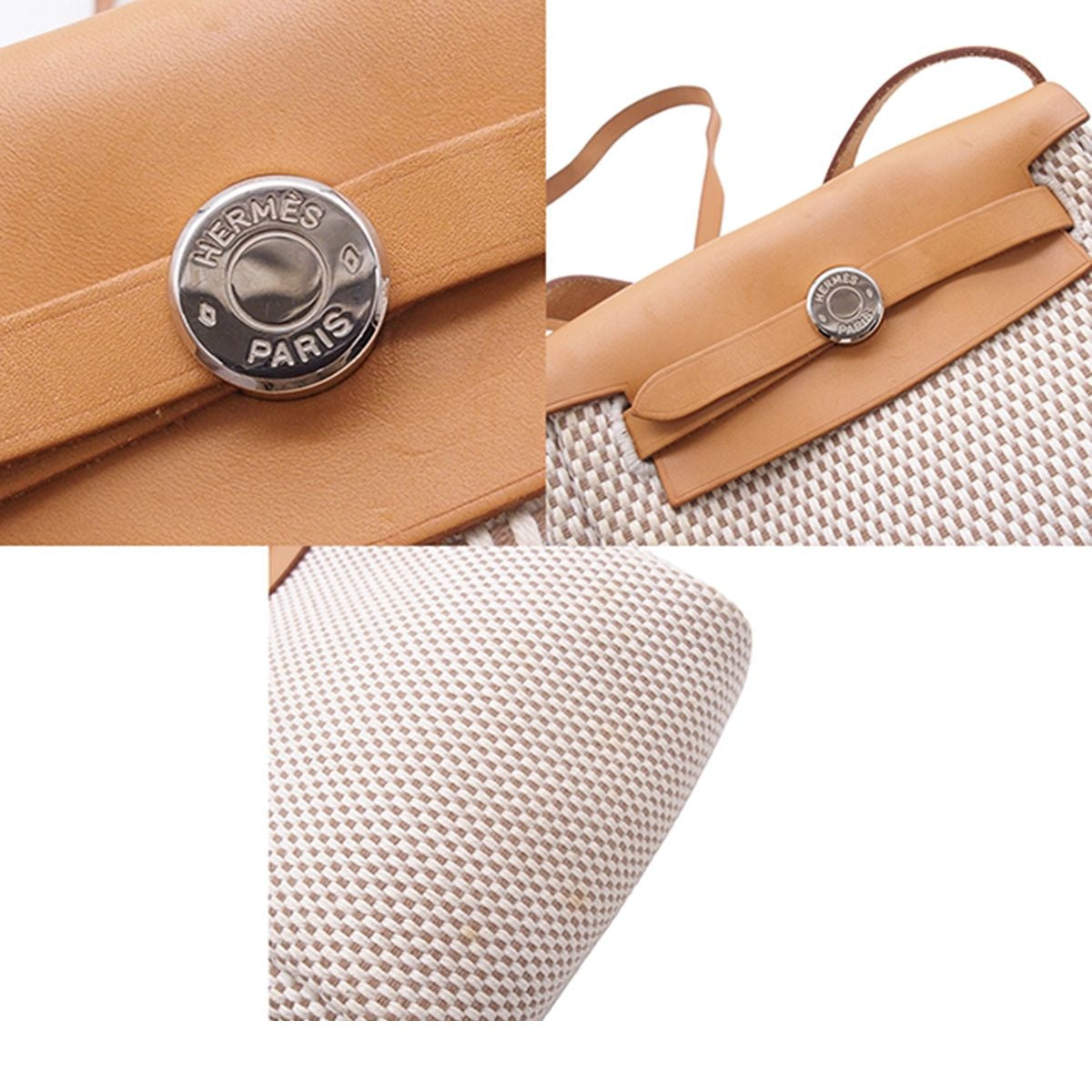 Hermes Herbag TPM Natural Black Silver Toile Vache Shoulder Bag — view 8