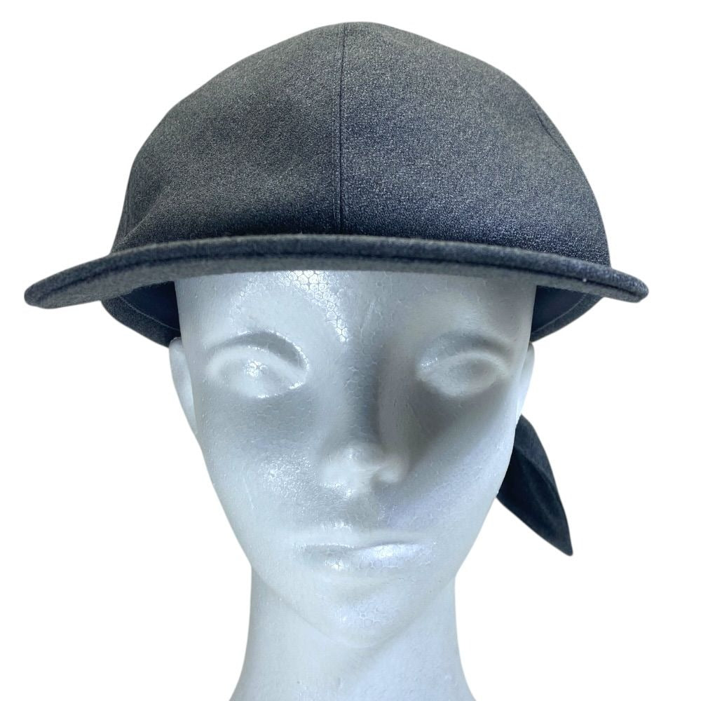 Dior Cap Hat Ribbon Logo Wool Gray