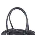 Prada Tessuto Nylon Triangle Logo Leather Handbag Tote Black — view 2