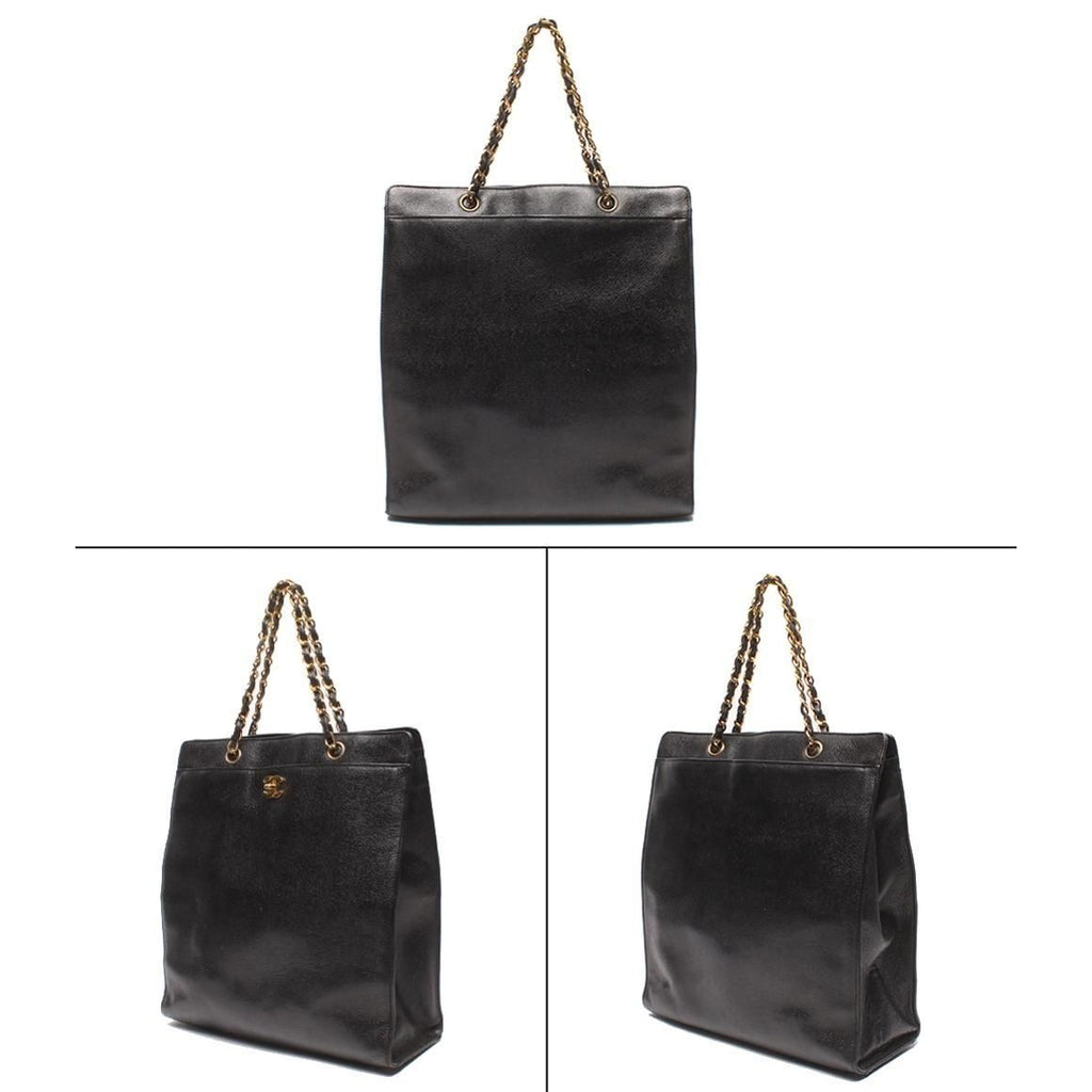 Chanel Chain Tote Gold No 5 Caviar Leather CC Logo — view 2