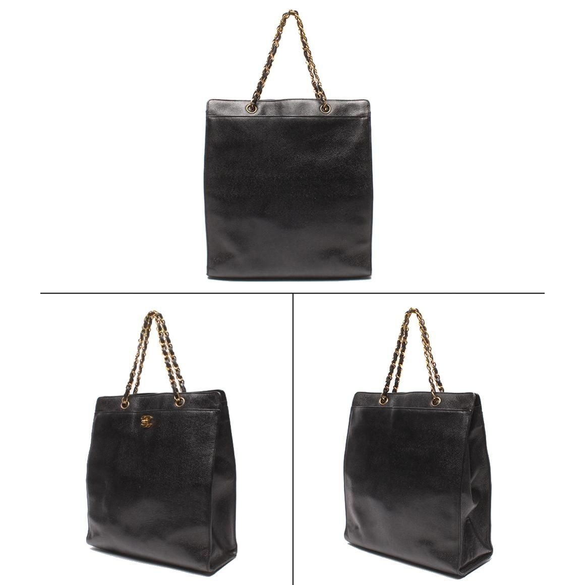 Chanel Chain Tote Gold No 5 Caviar Leather CC Logo — view 2