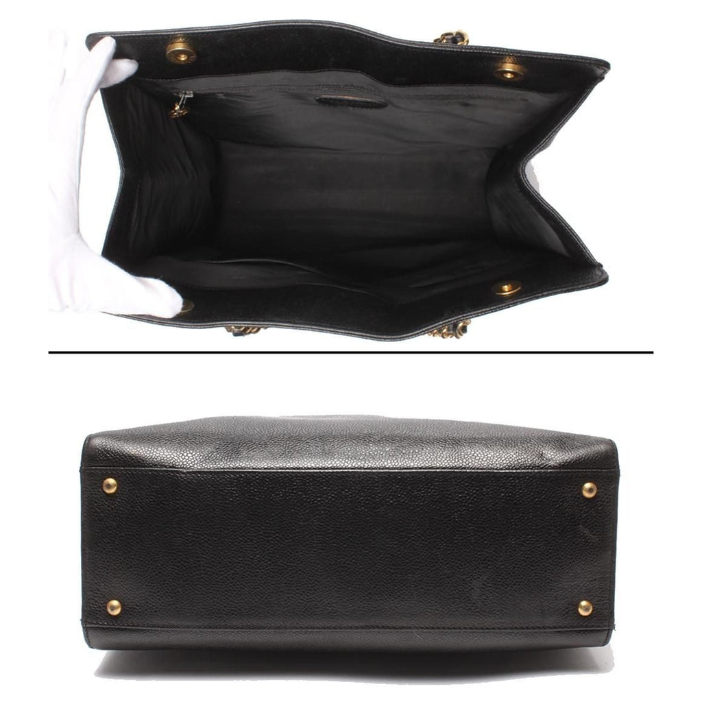Chanel Chain Tote Gold No 5 Caviar Leather CC Logo — view 3