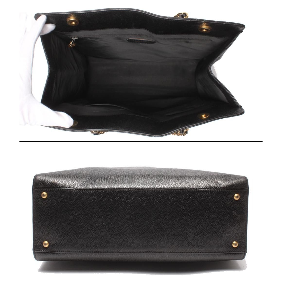Chanel Chain Tote Gold No 5 Caviar Leather CC Logo — view 3