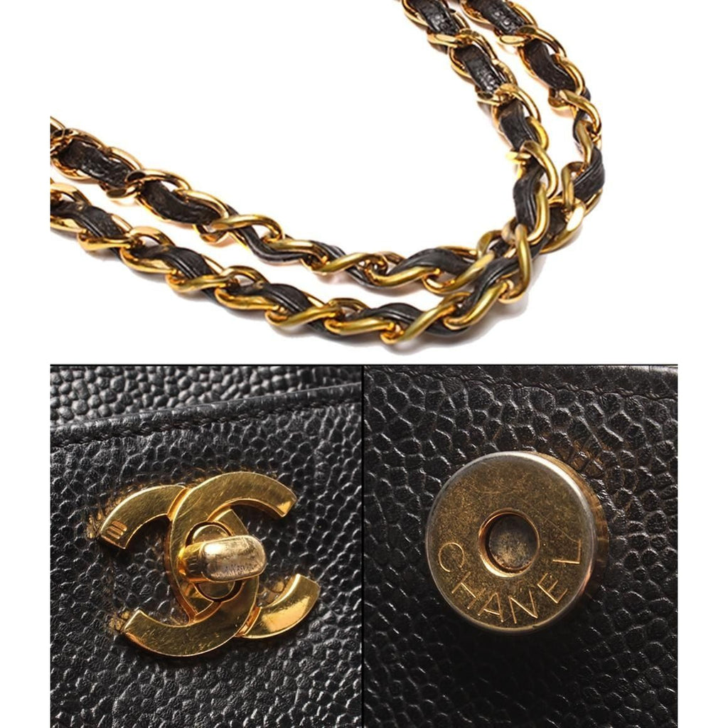 Chanel Chain Tote Gold No 5 Caviar Leather CC Logo — view 6
