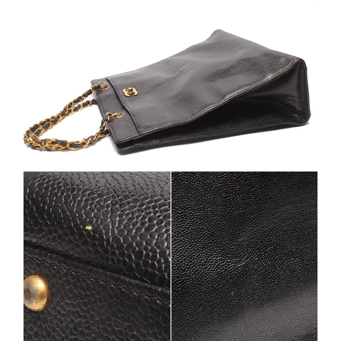 Chanel Chain Tote Gold No 5 Caviar Leather CC Logo — view 7