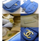 Chanel Shoulder Bag Leather Blue Quilted — view 4
