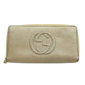 Gucci Interlocking Wallet Zip Around Coin Purse Leather Gold
