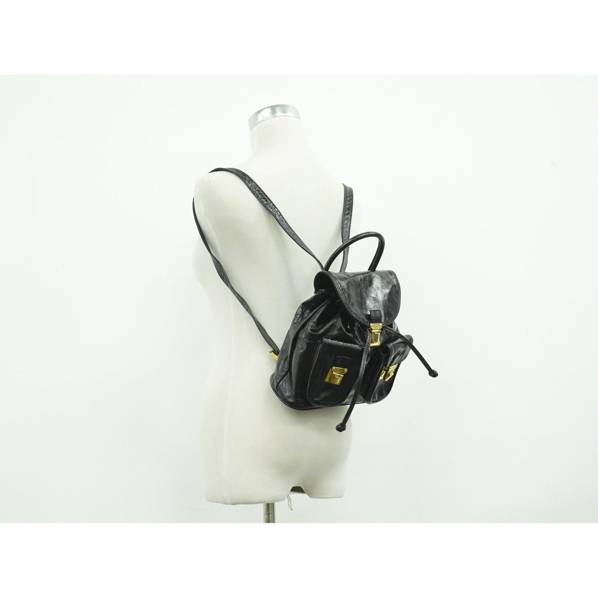 Fendi Patent Leather Backpack Black — view 6