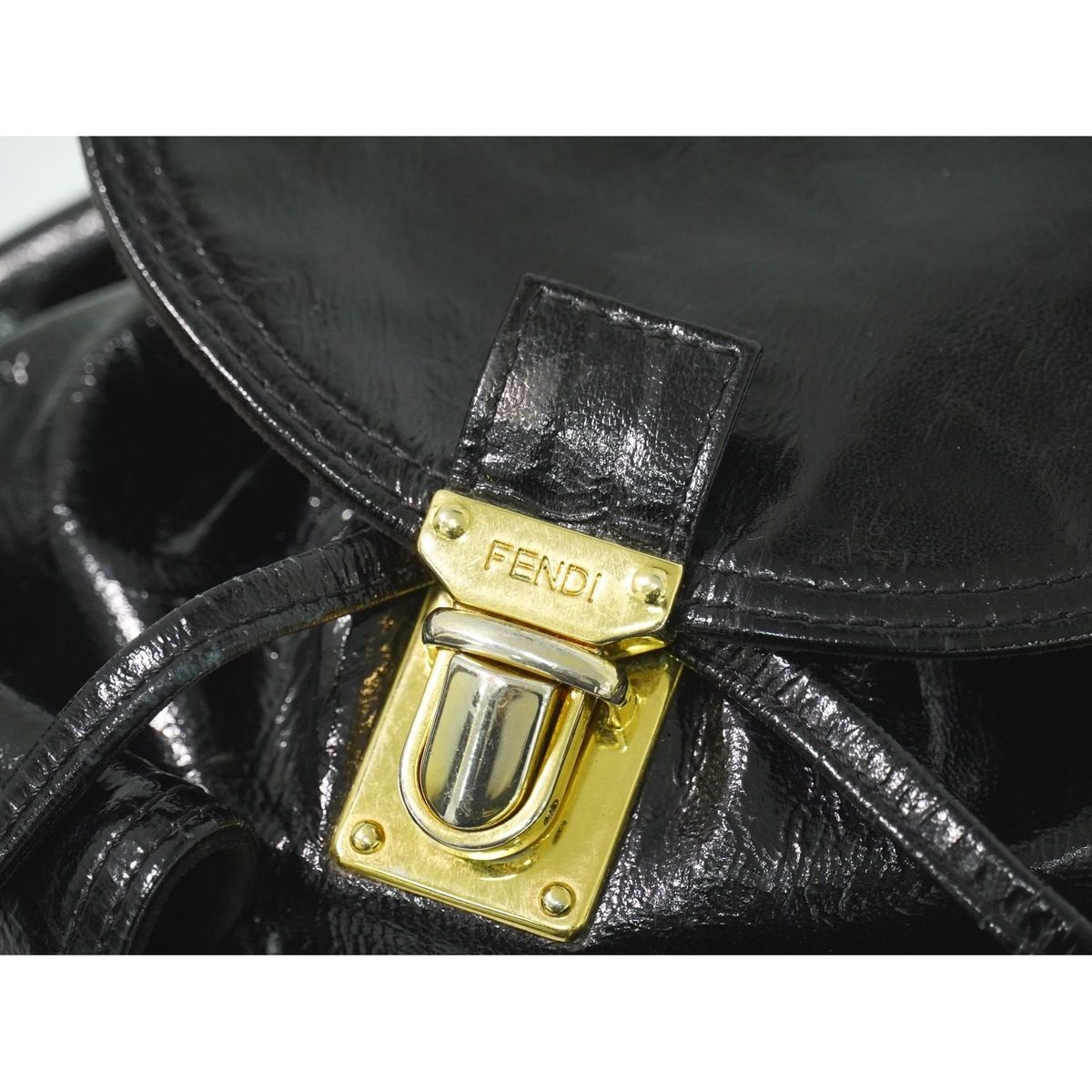 Fendi Patent Leather Backpack Black — view 7
