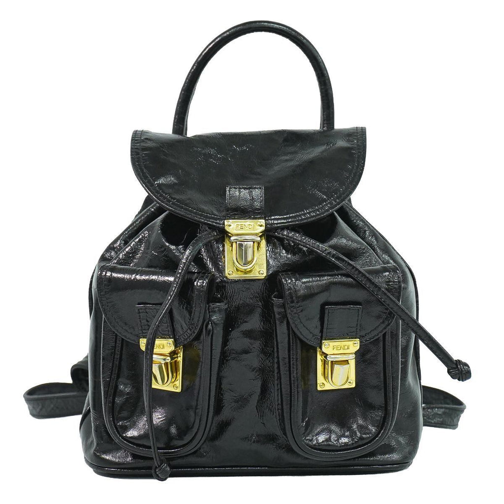 Fendi Patent Leather Backpack Black