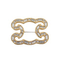 Celine Flame Sparkle Brooch Crystal Metal Gold