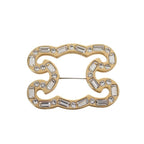 Celine Flame Sparkle Brooch Crystal Metal Gold