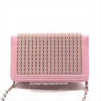 Chanel CC Logo Rhinestone Chain Wallet Shoulder Bag Pink — view 3