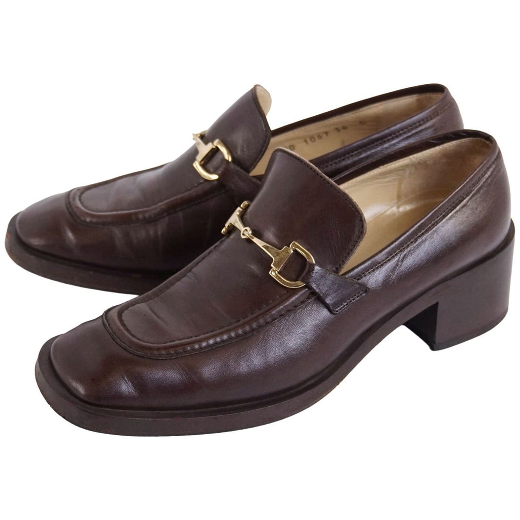 Gucci Vintage Loafers Moccasins Heel Horsebit Gold — view 2