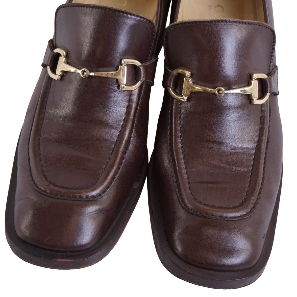 Gucci Vintage Loafers Moccasins Heel Horsebit Gold — view 3