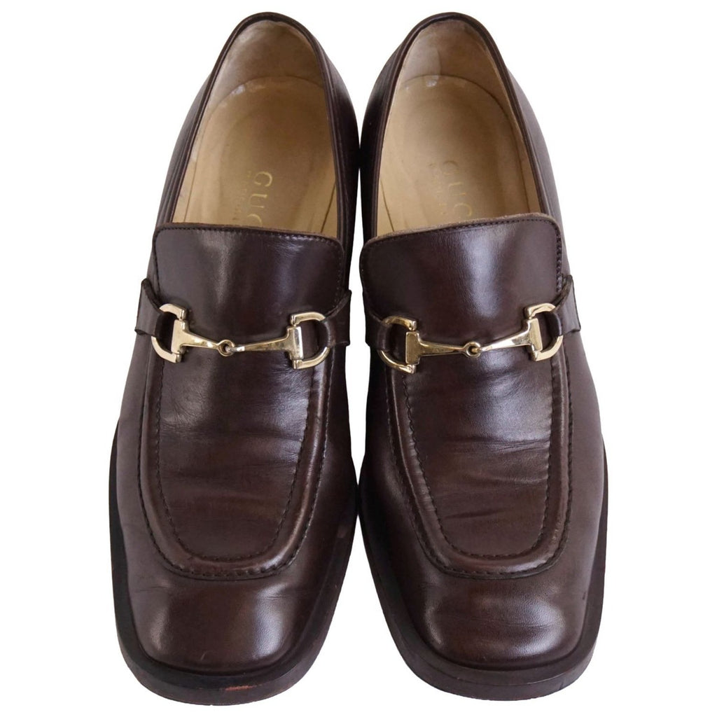 Gucci Vintage Loafers Moccasins Heel Horsebit Gold — view 4
