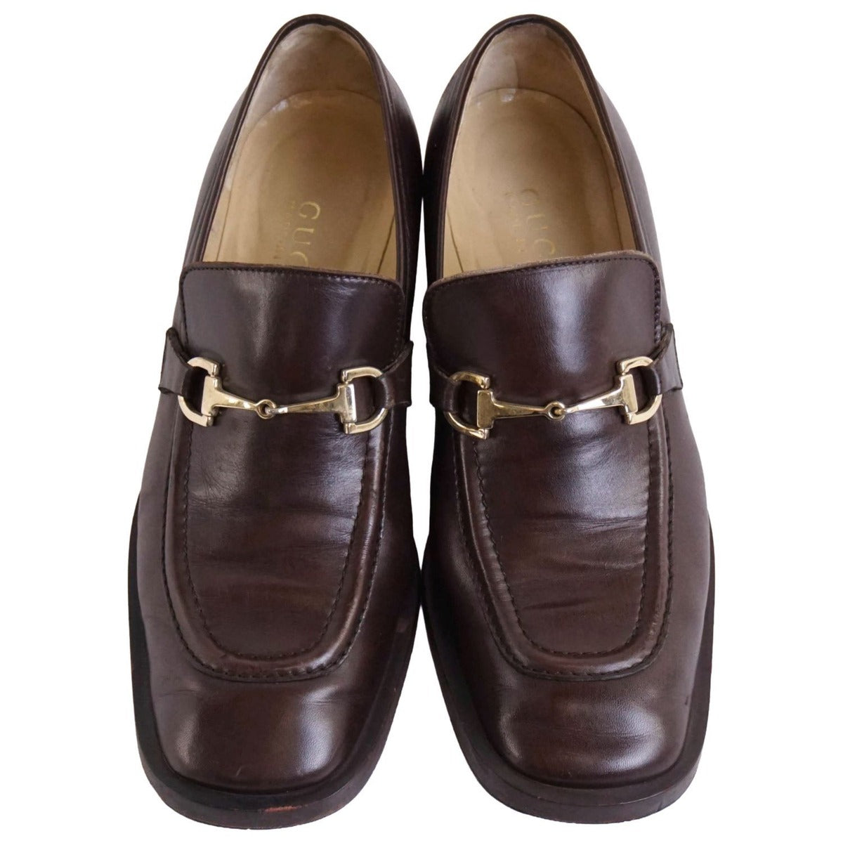 Gucci Vintage Loafers Moccasins Heel Horsebit Gold — view 4