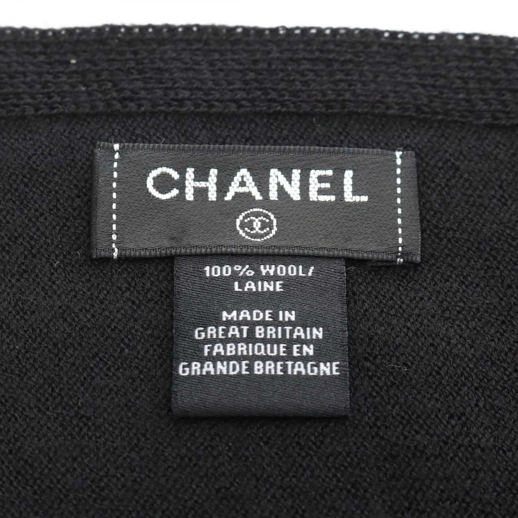 Chanel Muffler Black Wool a Scarf — view 2