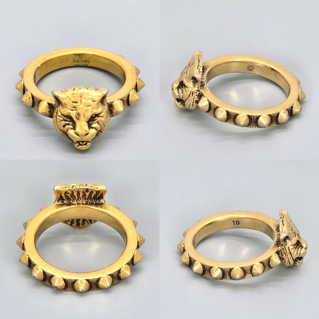 Gucci Cat Head Studs Ring Gold — view 6