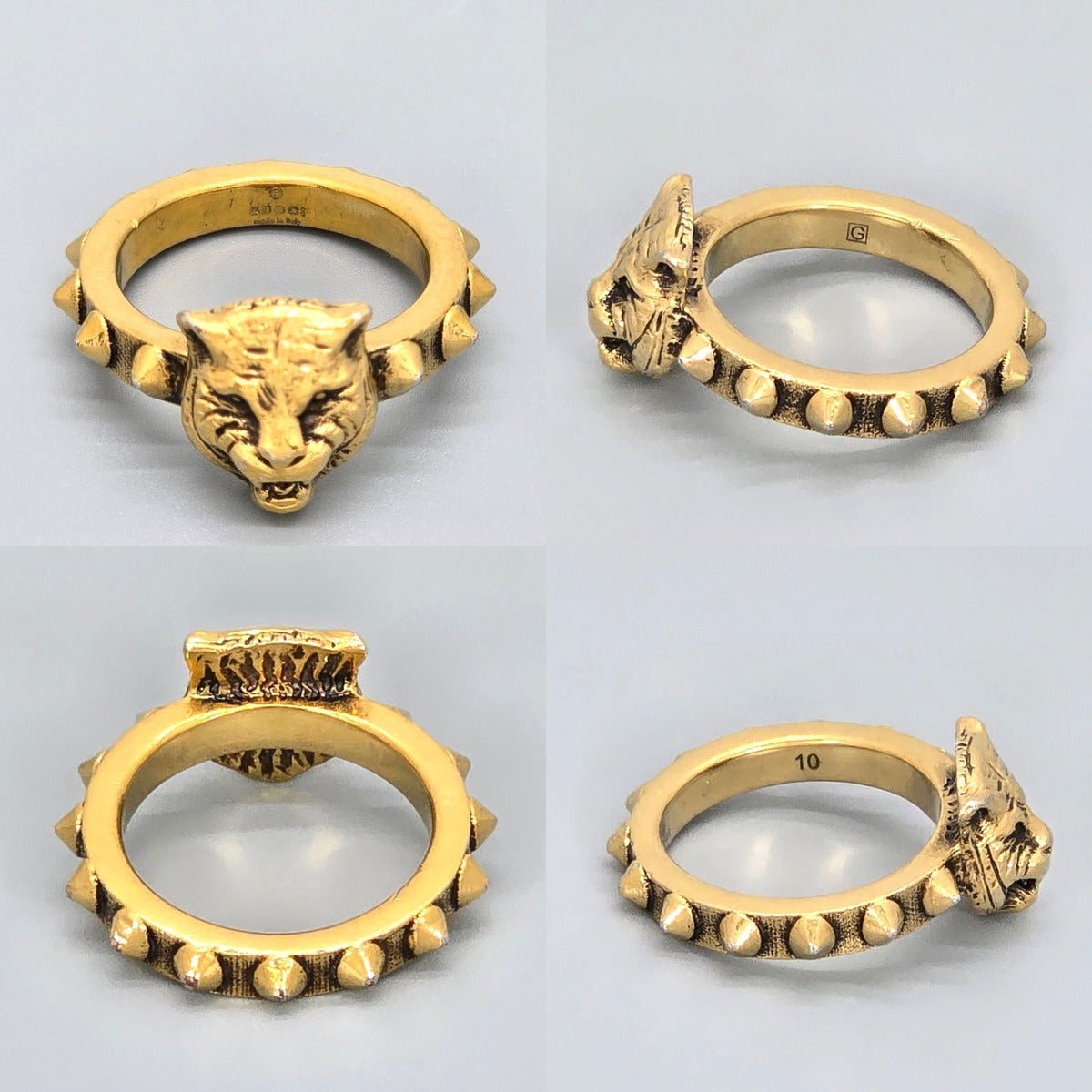 Gucci Cat Head Studs Ring Gold — view 6