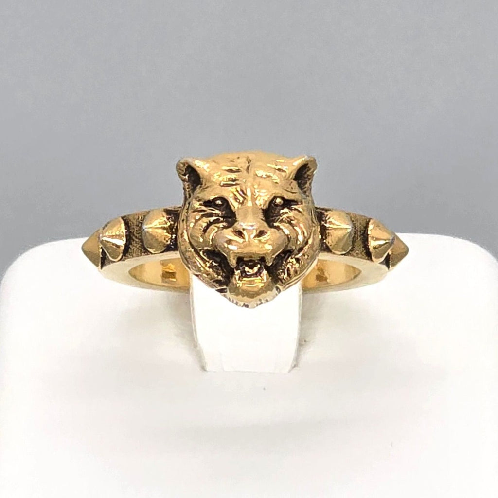 Gucci Cat Head Studs Ring Gold
