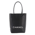 Chanel Essential Tote Leather Black White Silver