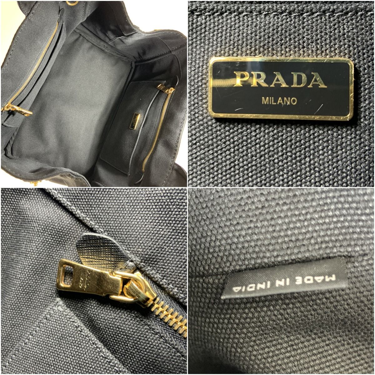 Prada Canapa 2-Way Tote Bag 1 Bg642 Black — view 8