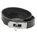 Hermes Kelly Double Tour Black Silver Swift Guilloche Bracelet