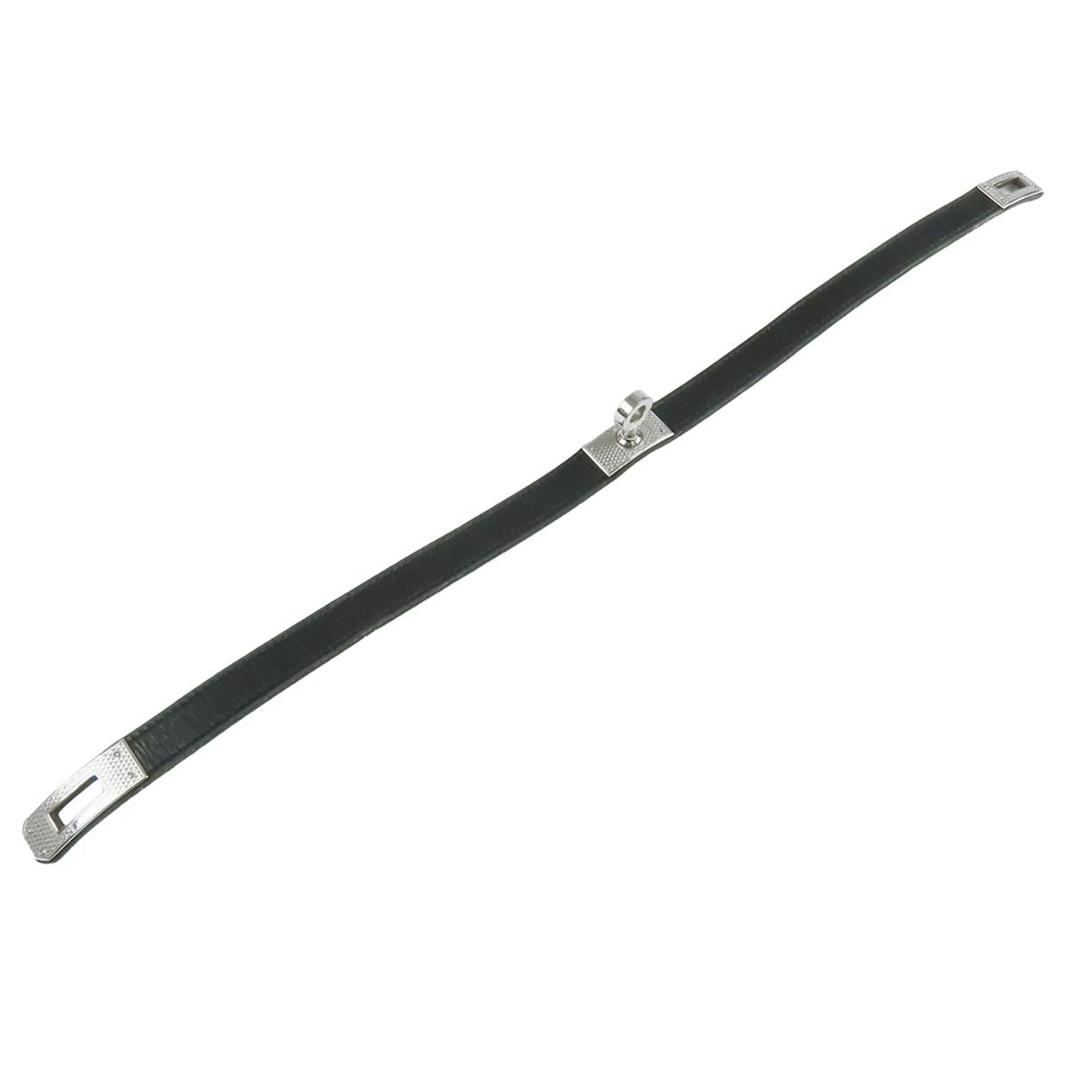 Hermes Kelly Double Tour Black Silver Swift Guilloche Bracelet — view 5