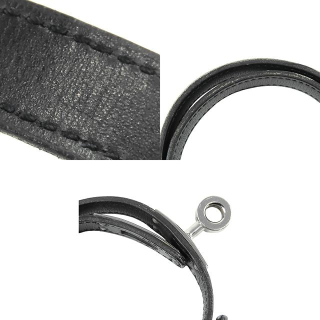 Hermes Kelly Double Tour Black Silver Swift Guilloche Bracelet — view 8