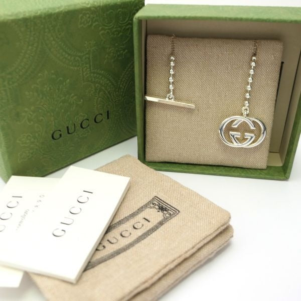 Gucci Interlocking G Necklace Silver AG 925 Ball Chain Double