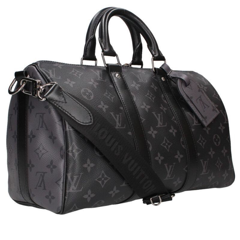 Louis Vuitton Keepall 35 Monogram Eclipse Leather Shoulder Bag 35