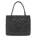 Chanel Tote Reissue Caviar Leather Black Gold CC Logo Shoulder Bag 62