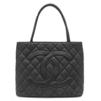 Chanel Tote Reissue Caviar Leather Black Gold CC Logo Shoulder Bag 62