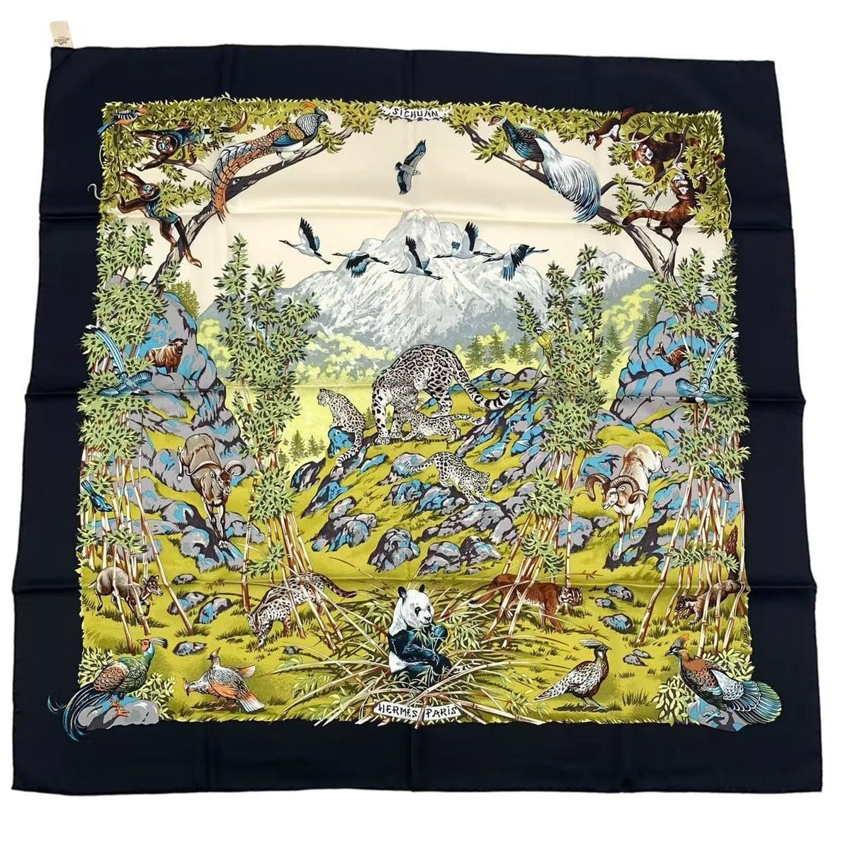 Hermes Carre 90 Scarf Silk Sichuan Black Box — view 2