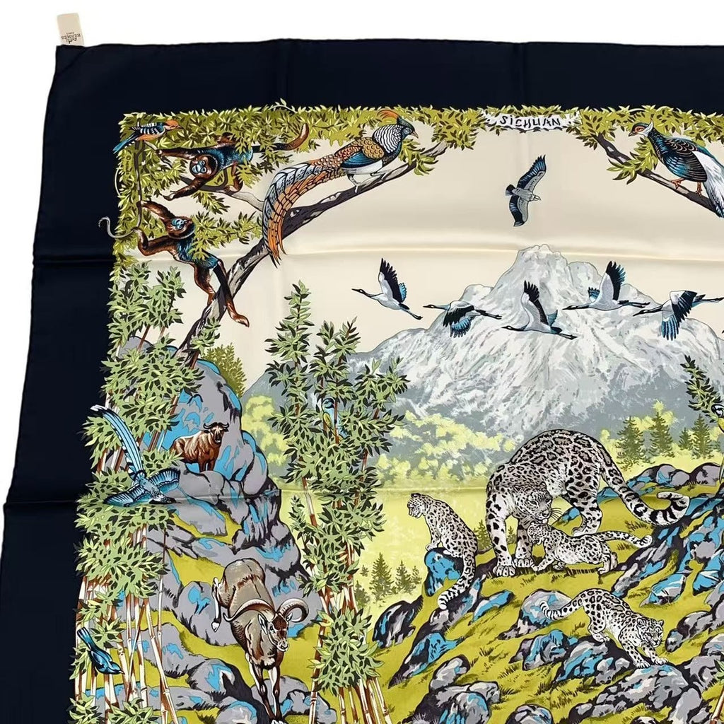 Hermes Carre 90 Scarf Silk Sichuan Black Box — view 3
