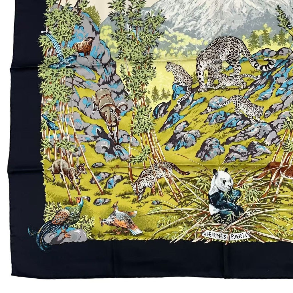 Hermes Carre 90 Scarf Silk Sichuan Black Box — view 5