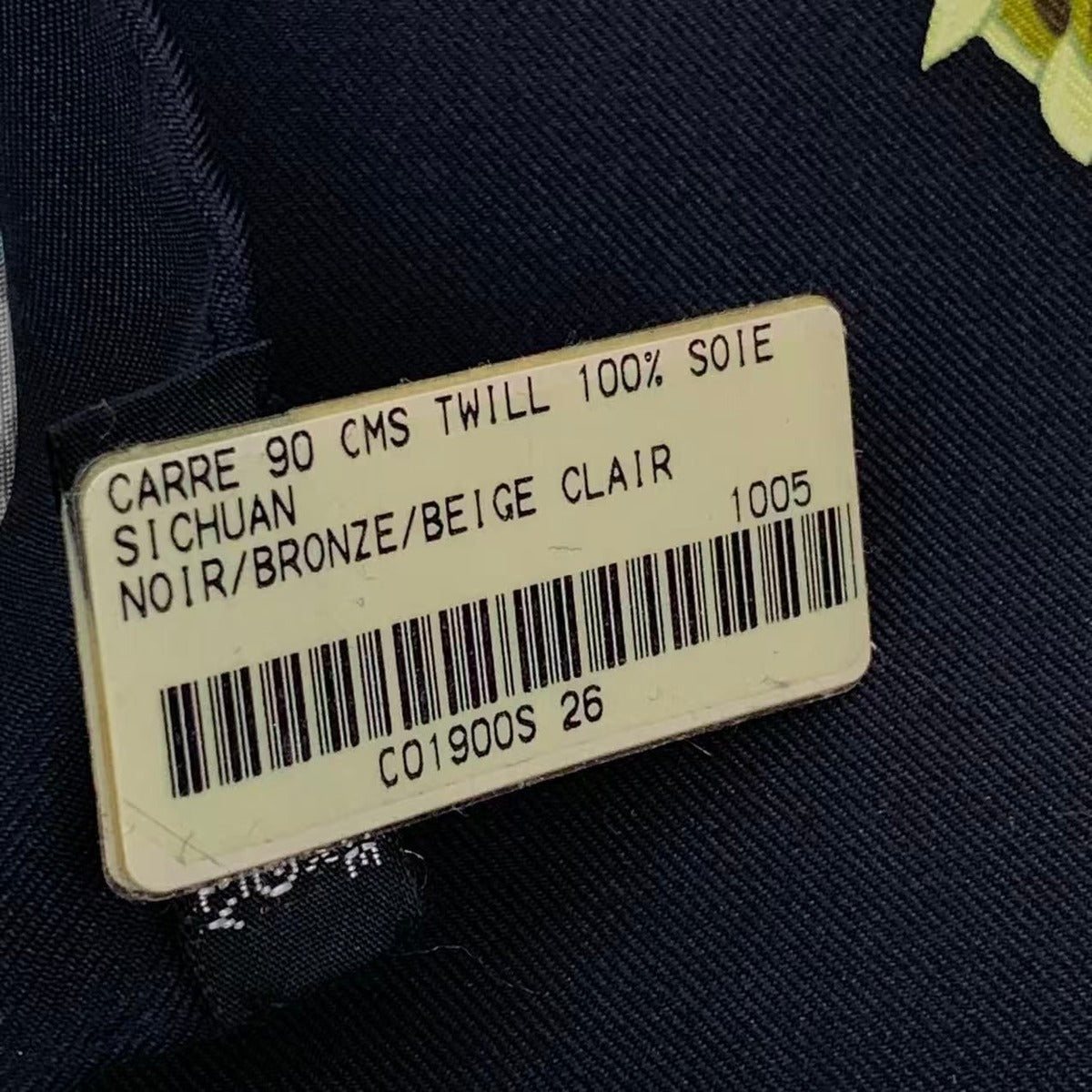 Hermes Carre 90 Scarf Silk Sichuan Black Box — view 9