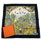 Hermes Carre 90 Scarf Silk Sichuan Black Box