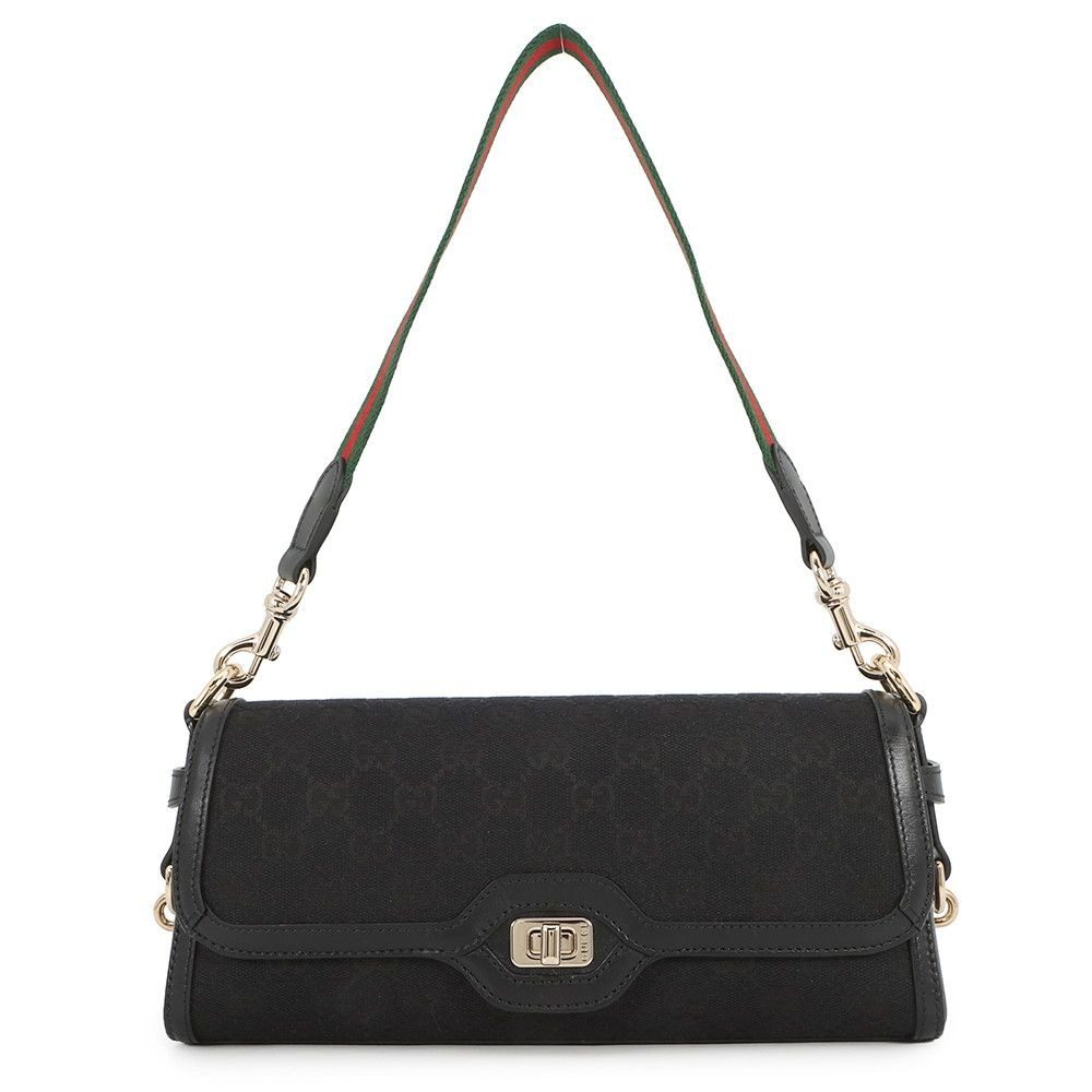Gucci Shoulder Bag le Che GG Canvas Leather Black
