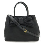 Prada Logo Jacquard Ribbon 2-Way Shoulder Bag Nylon Nero Black Gold