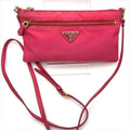 Prada Triangle Logo Nylon Tessuto Mini Shoulder Bag Pouch Pink