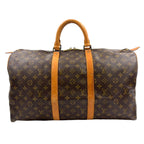 Louis Vuitton Keepall Bandouliere 50 Monogram Leather Brown Boston Bag Gold