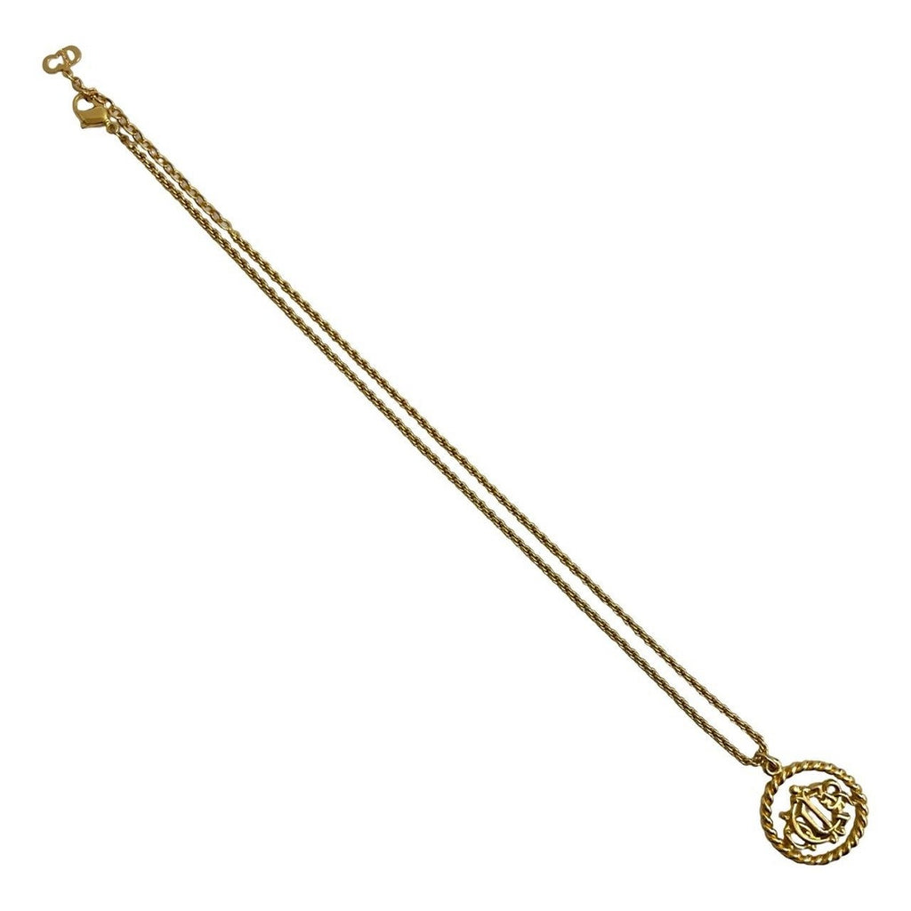 Dior Christian Vintage Logo Necklace Pendant Choker Gold — view 4