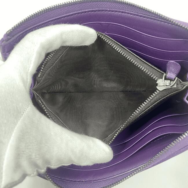 Bottega Veneta L Shaped Zipper Long Wallet In Purple Intrecciato — view 7